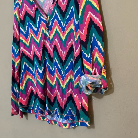 Lilly Pulitzer Zigzag Chevron Print Pima Cotton Long Sleeve Top — Small - Picture 4 of 6